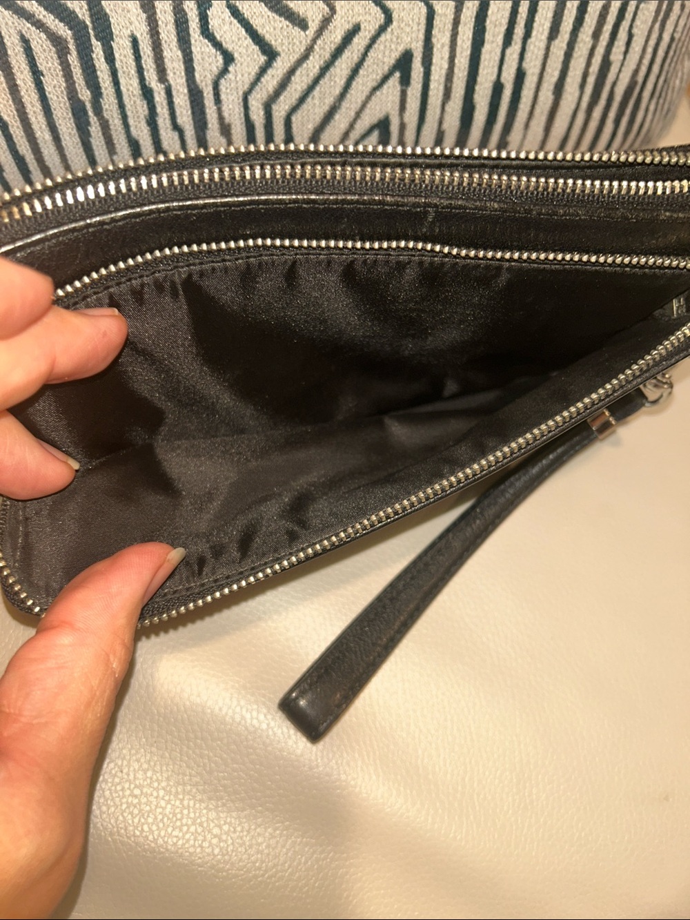 Coach Black Signature Double Zip C Wristlet with Silver Logo - Picture 11 of 12